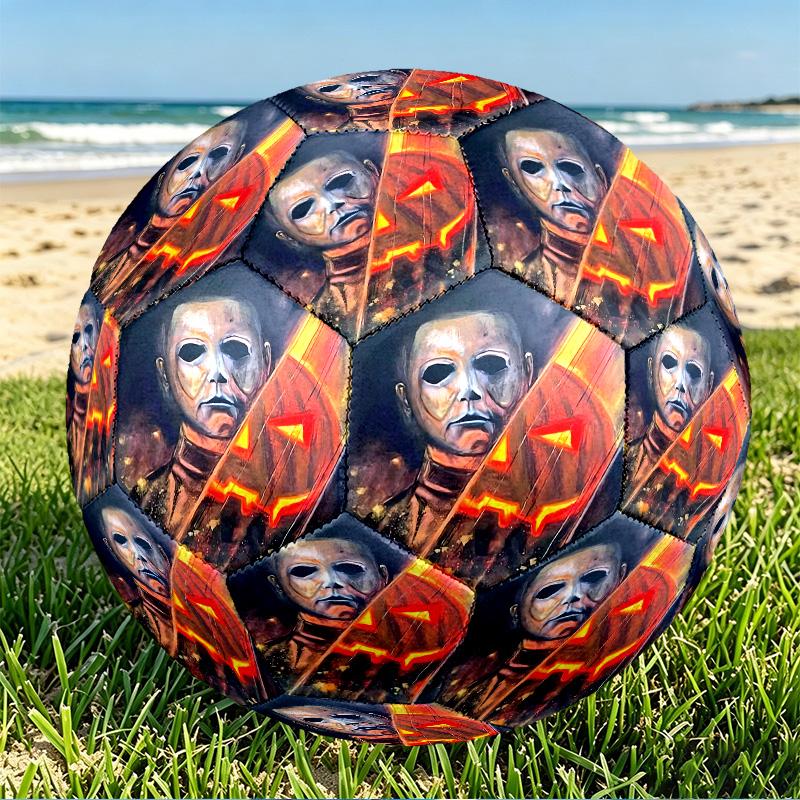 Michael Myers Print Size 5 Soccer Ball, PU Wear Resistant Football for Match Training and Daily Practice, Birthday Gift for Soccer Fans