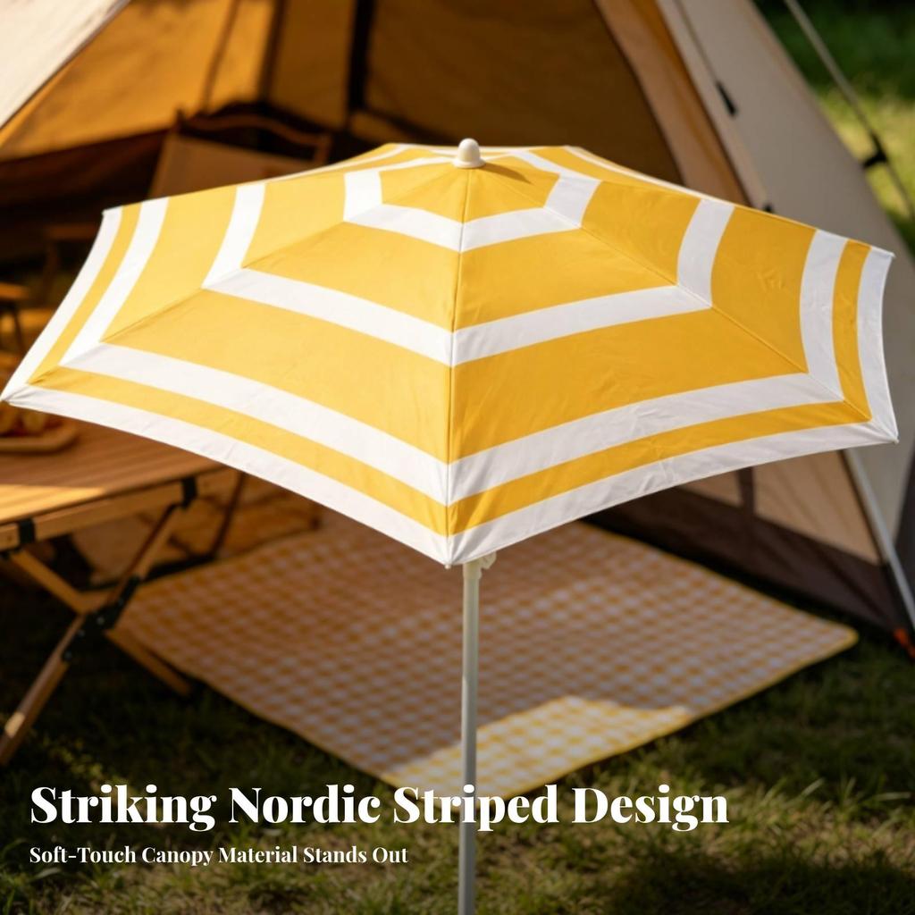 Striped Patio Umbrella Water-Resistant Freestanding Modern for Garden