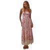 A New Summer Vacation Style French Floral Cinched-waist Slimming Color-block Halter Dress