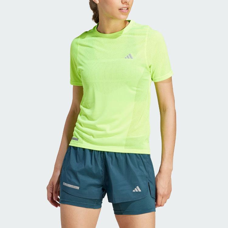 Adidas Ultimate Knit Tee With Logo Women Tops Bright-Lemon-Yellow IM1863