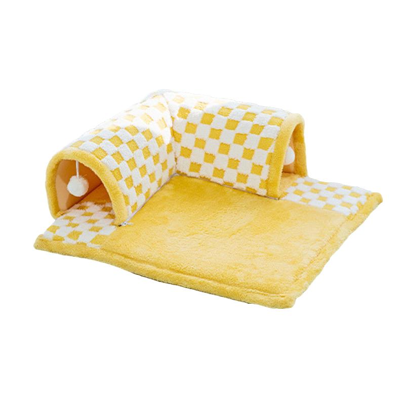 

Разноцветная туннельная кровать для кошек для домашних кошек, коврик для активности кошек, игрушка, центр активности кошек M жёлтый