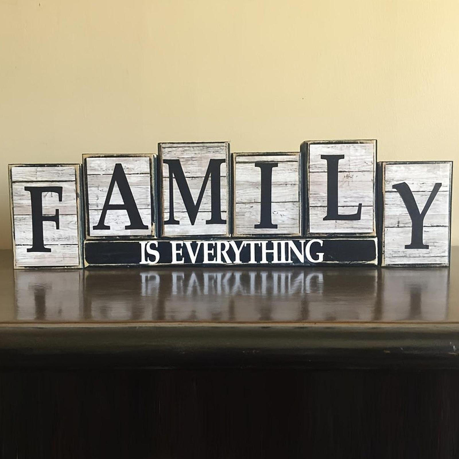 

Wood Family Sign,Decorative Art Wooden Letters,Rustic Word Table Sign,Freestanding for