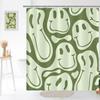 Retro Shower Curtain, 60S 70S Vintage Waterproof Polyester Fabric Bath Curtain Sets, Smile Face Pink Aesthetic Bathroom Curtains