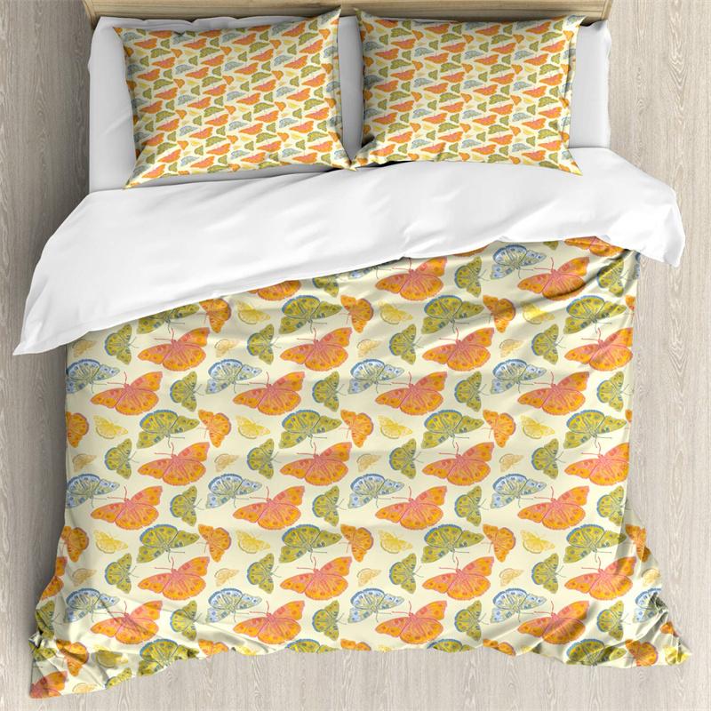 Comforter Butterfly Romantic Spring Theme Bedding Set Colorful Flying Butterflies Twin Full For Girls Teen Deocr