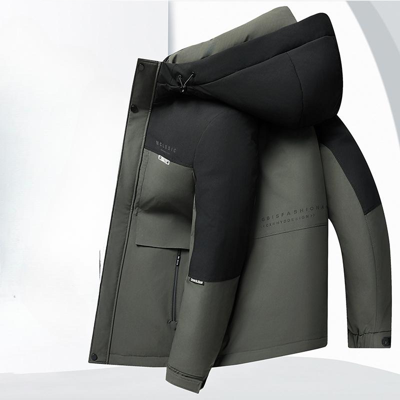 Осенне-зимняя куртка с капюшоном 90% белого утиного пуха для людей среднего возраста — фото 3