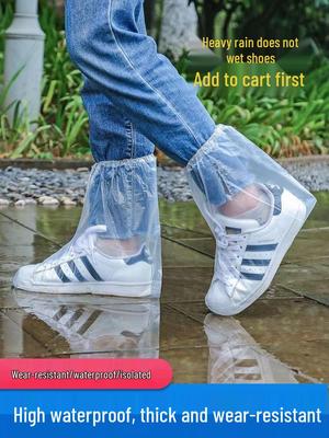 Waterproof Anti-Slip Mid-Calf Disposable Rain Shoe Covers for Men and Women
