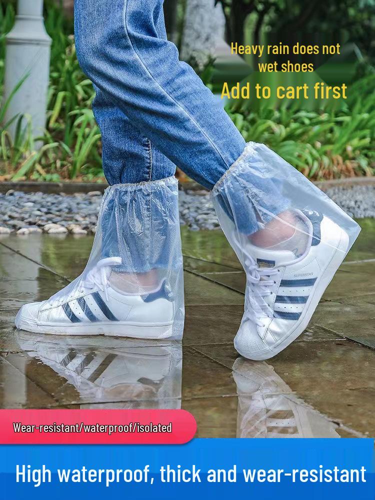 Waterproof Anti-Slip Mid-Calf Disposable Rain Shoe Covers for Men and Women