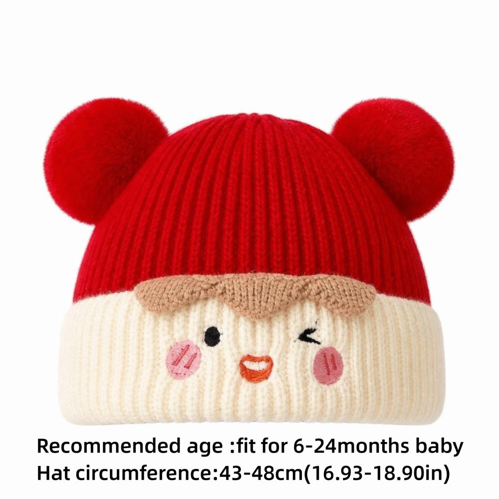Windproof Baby Knitted Hat Thickened Warm Hat Soft Pom Pom Beanie Winter