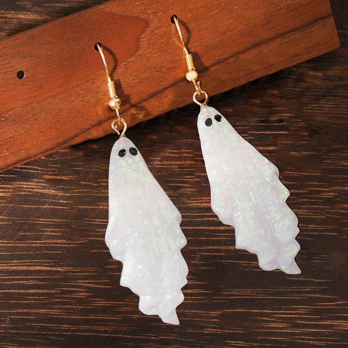 

Vintage Ghost Earrings Cute Spooky Design Black Eyes & Mouth Perfect for Halloween Parties & Daily Wear