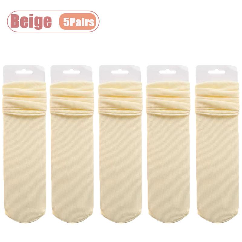 5-20Pairs Women Icy Cool Socks Summer Thin Velvet Ice Silk Socks Mid Calf Japanese Style Slouch Socks Ankle Socks