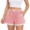 Women's Fashion Striped Shorts with Lace Trim Elastic Waistband Casual Summer Beachwear Comfortable Lightweight Lounge Bottoms