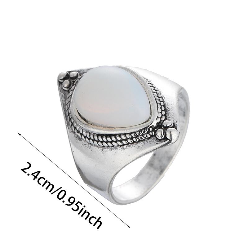 Vintage tibetischer Mondstein, großer Heilkristall-Ring für Frauen, Boho, antiker indischer Mondstein-Ring, feiner Schmuck, Mädchen-Damen-Geschenke