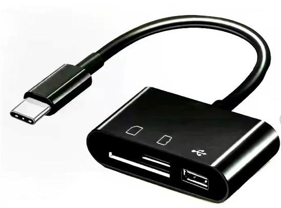 3-in-1 OTG Card Reader Type-C Adapter SD/TF Card Slots USB 2.0 Interface Multi-Function External Mobile Phone Adapter