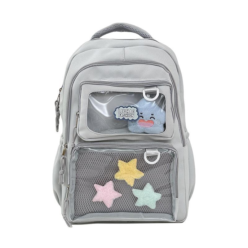 Schoolbag Japanese and Korean Original Transparent Pain Bag Versatile Large Capacity Backpack, Computer Bag, Academy Style, Middle and High School