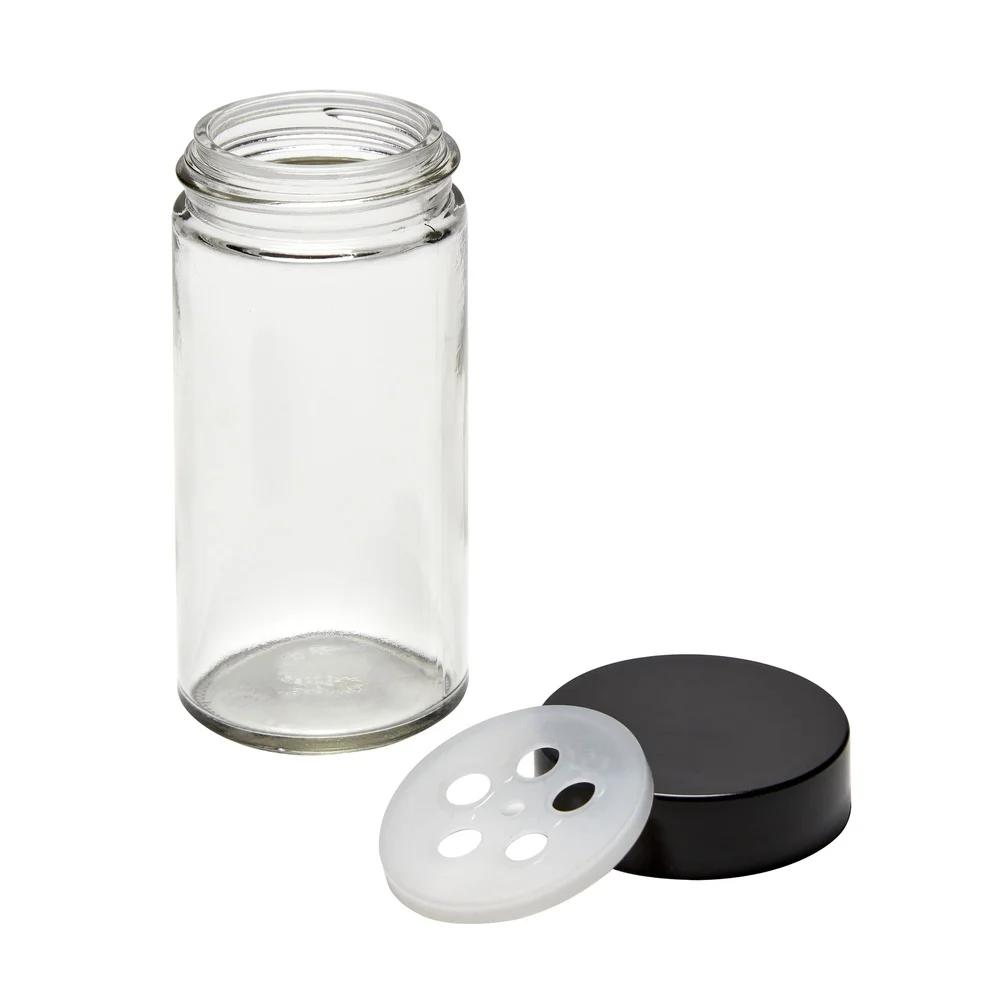 12 Sets 3oz Clear Glass Jars with Black Lid Sifter Spice Storage Office Organization Crafts