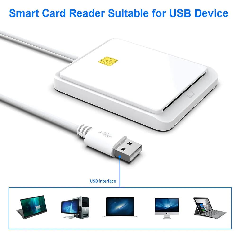 USB 2.0 Smart Card Reader Support Hot Swap Memory for ID Bank SIM CAC ID Card Cloner Connector Adapter for Windows 7/8/8.1/10
