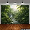 2D Lush Jungle Banner with Palm Trees and Mountains Photo Booth Background Cloth