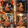 Static Glass Window Clings 2027 Russian New Year Flame Goat Sticker, PVC Zodiac Sheep Cling, Red Electrostatic Stickers and Gold Stickers, Ram Decals