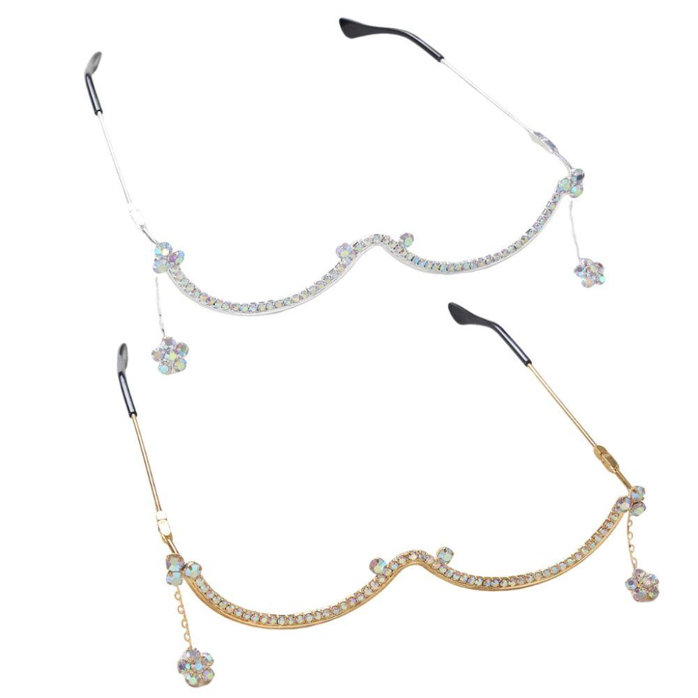 Sparkling Trendy Eyeglass Frame Y2k Girl Face Decoration Rhinestone Mask Jewelry  Masquerade Party