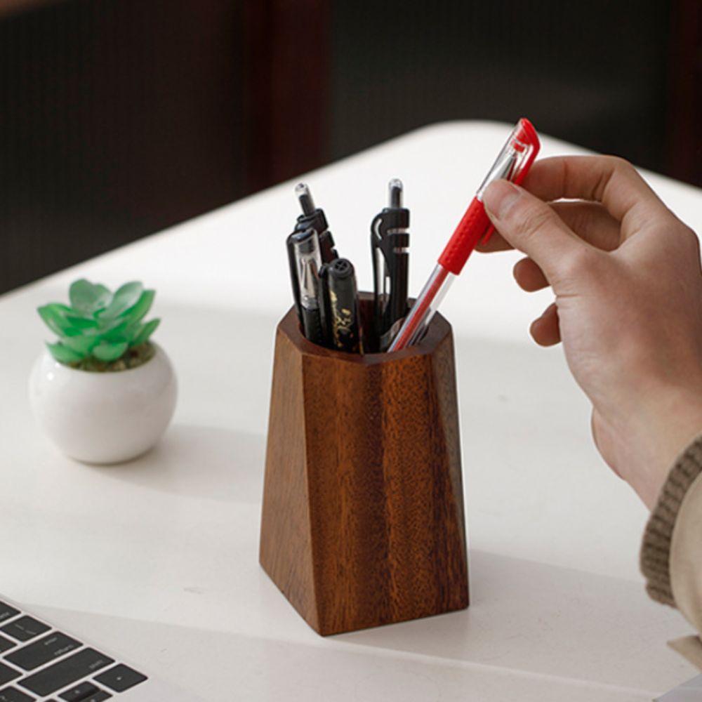 Smooth Surface Pen Container Polishing Design Desktop Pen Box Stationery Walnut Pen Holder  Office