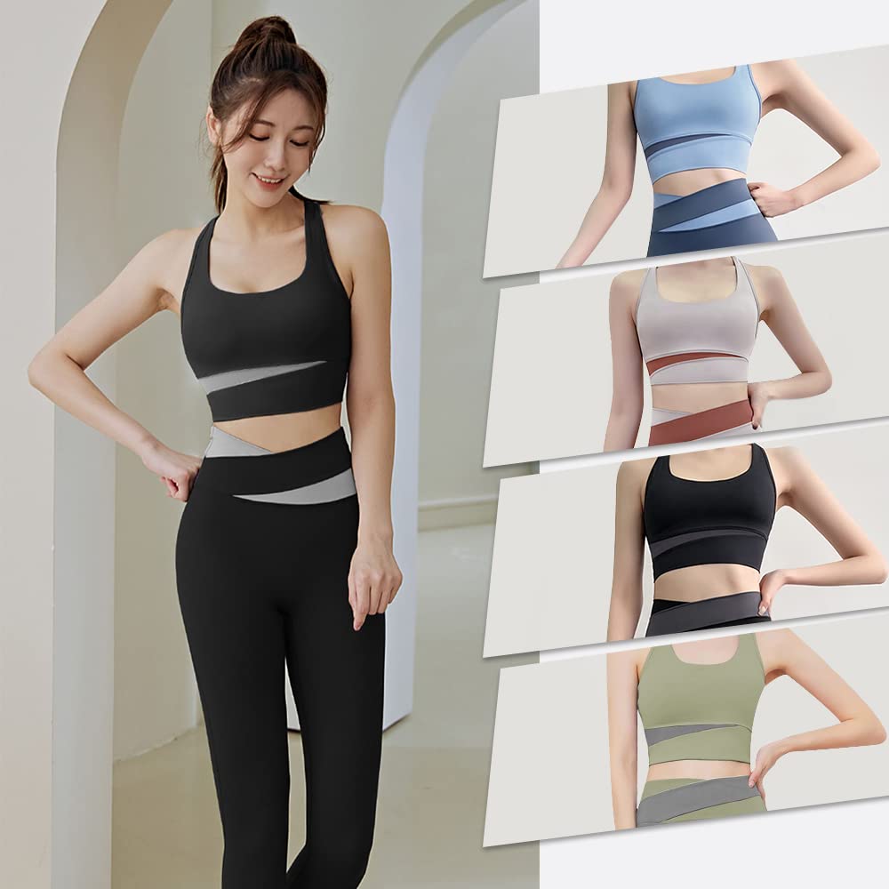 FLYSHION Yoga Wear Stylish Sports Bra and Gym Wear Women's Set, Leggings,