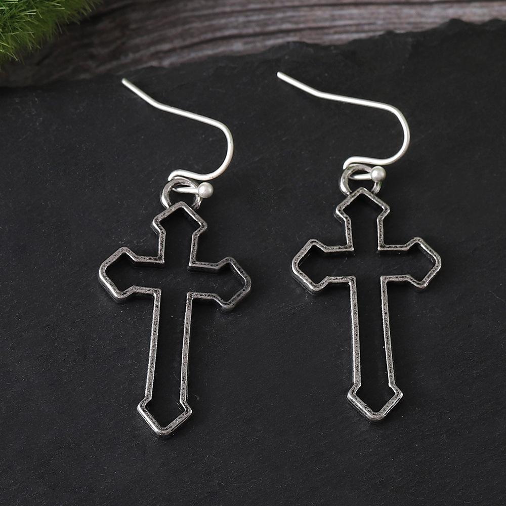 Fashion Exaggerated Hollow Cross Ins Trend Retro Punk Style Earrings