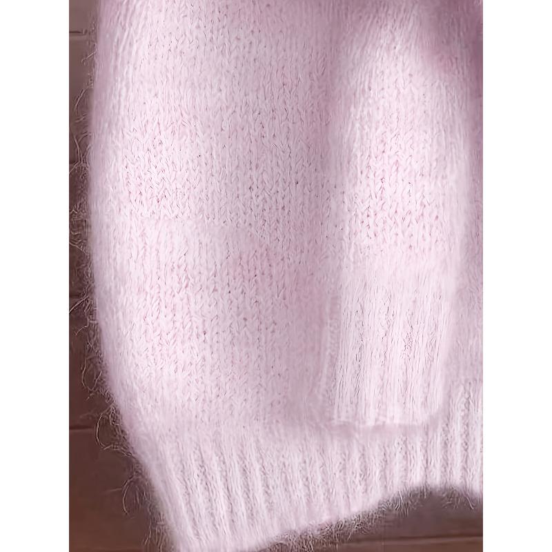 French-Style Round-Neck Sweater, Soft and Cozy, Elegant Design, Perfect for Spring and Autumn Commuting and Outings