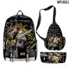 Favored Distinctive Metal Family Anime 3D Design 3pcs/Set Learner Bags Everyday Laptop Everyday Backpack Sling Carry Tote Pencil Pouch