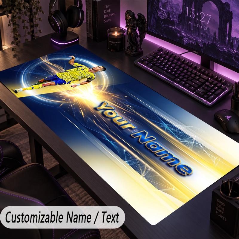 Large Mouse PadCristiano Ronaldo Custom Name Text Personalized Desk Mat Non Slip Gaming Pad