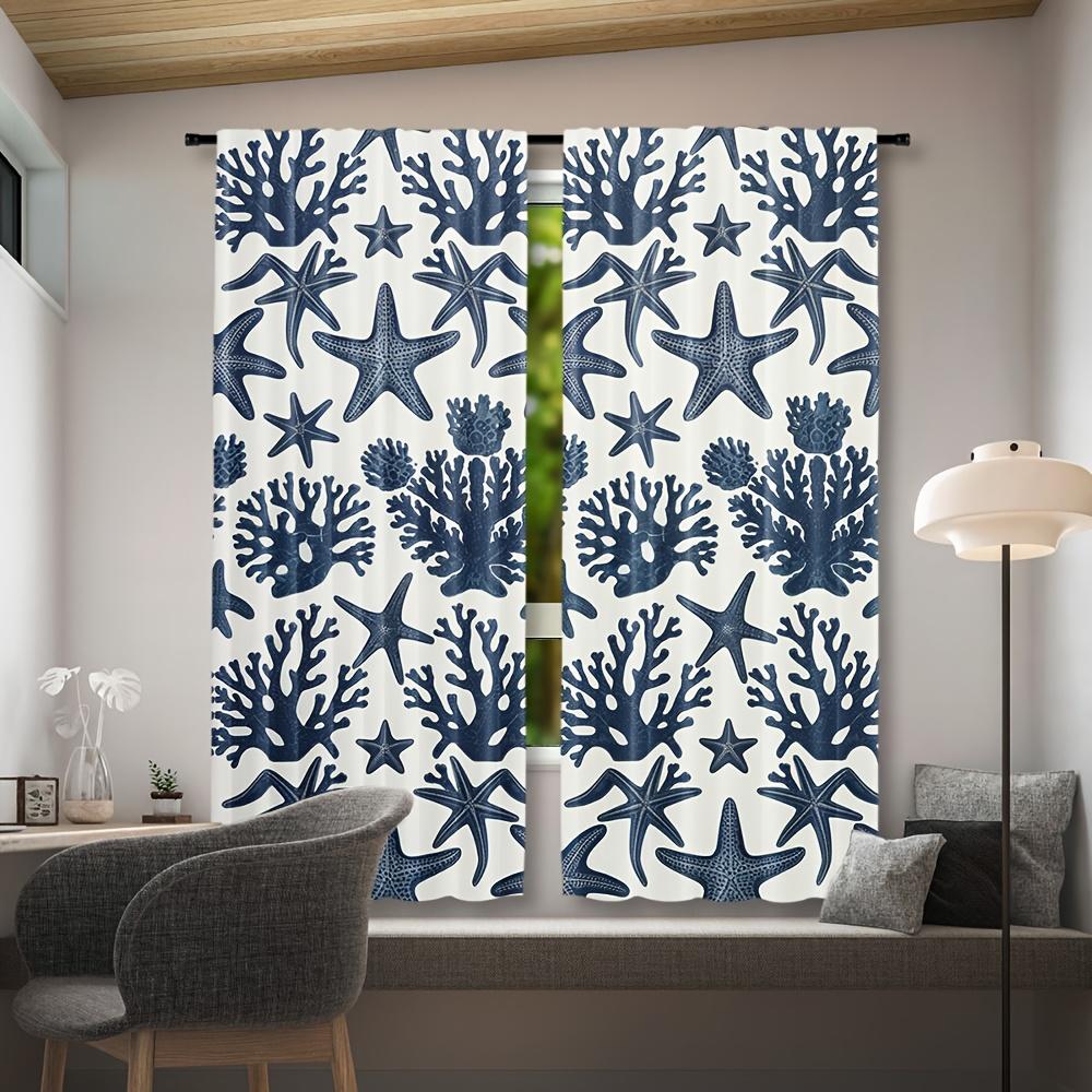 Set Of 2 Ocean Style Window Curtain Valance Country Inspired Short Curtains Living Room Bedroom Dining Home Decor Polyester Ideal For