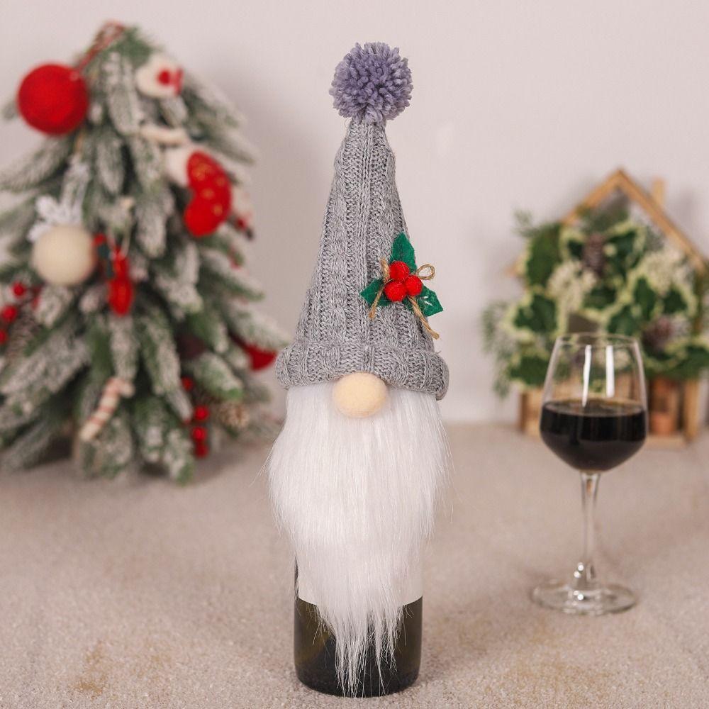 2pcs Reusable Christmas Gift Wine Bottle Cover Knitted Champagne Bottle Cover New Year Gift