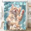 Adorable Cat Shower Curtain Cute Pet Design Waterproof Bathroom Decorative Liner Waterproof Durable For Stylish Home Upgrade