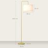 Floor Lamp with Foot Switch, Floor Lamp with Fabric Shade, Steel, Gold