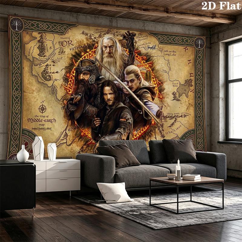 Lord Rings Wall Tapestry Aesthetic Wall Hanging Printed Fabric Blanket Decorative Tapestries for Bedroom Living Room Home Decor