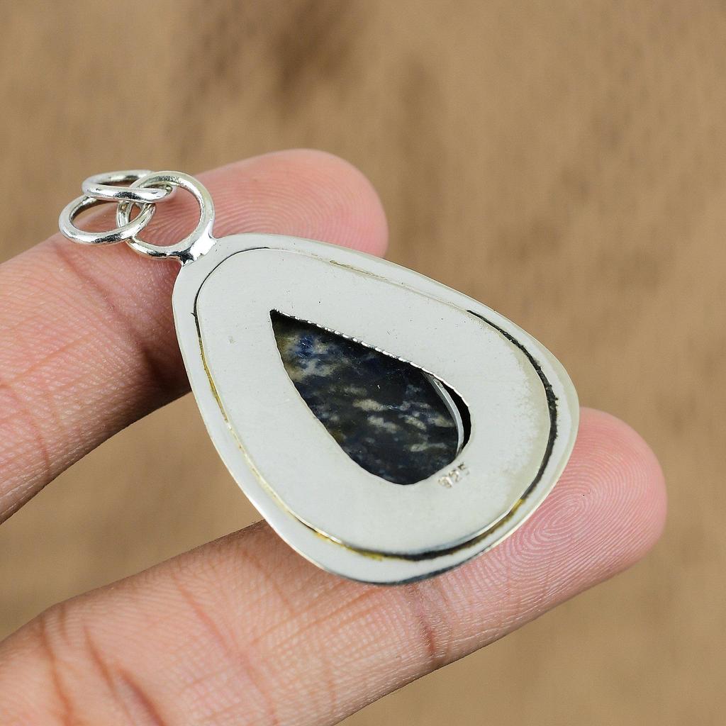 Prírodný Sodalit Hrubý Drahokam Šperky 925 Sterlingové Striebro Prívesok Pre Ženy