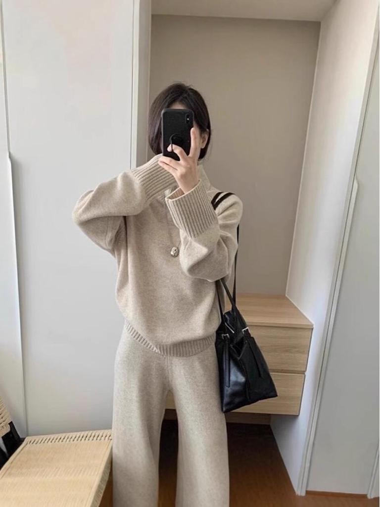Women's Autumn Winter Loose Knit Wool Cardigan: Versatile Slimming Pullover Sweater
