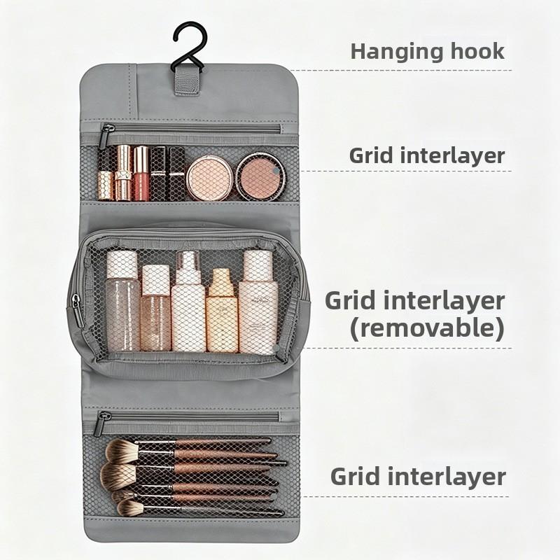 Travel Organizer Bag With Waterproof Layered Compartments For Cosmetics And Toiletries