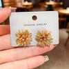 Dandelion Zirconia Stud Earrings: Women's High-End Retro Luxury for Spring/Summer