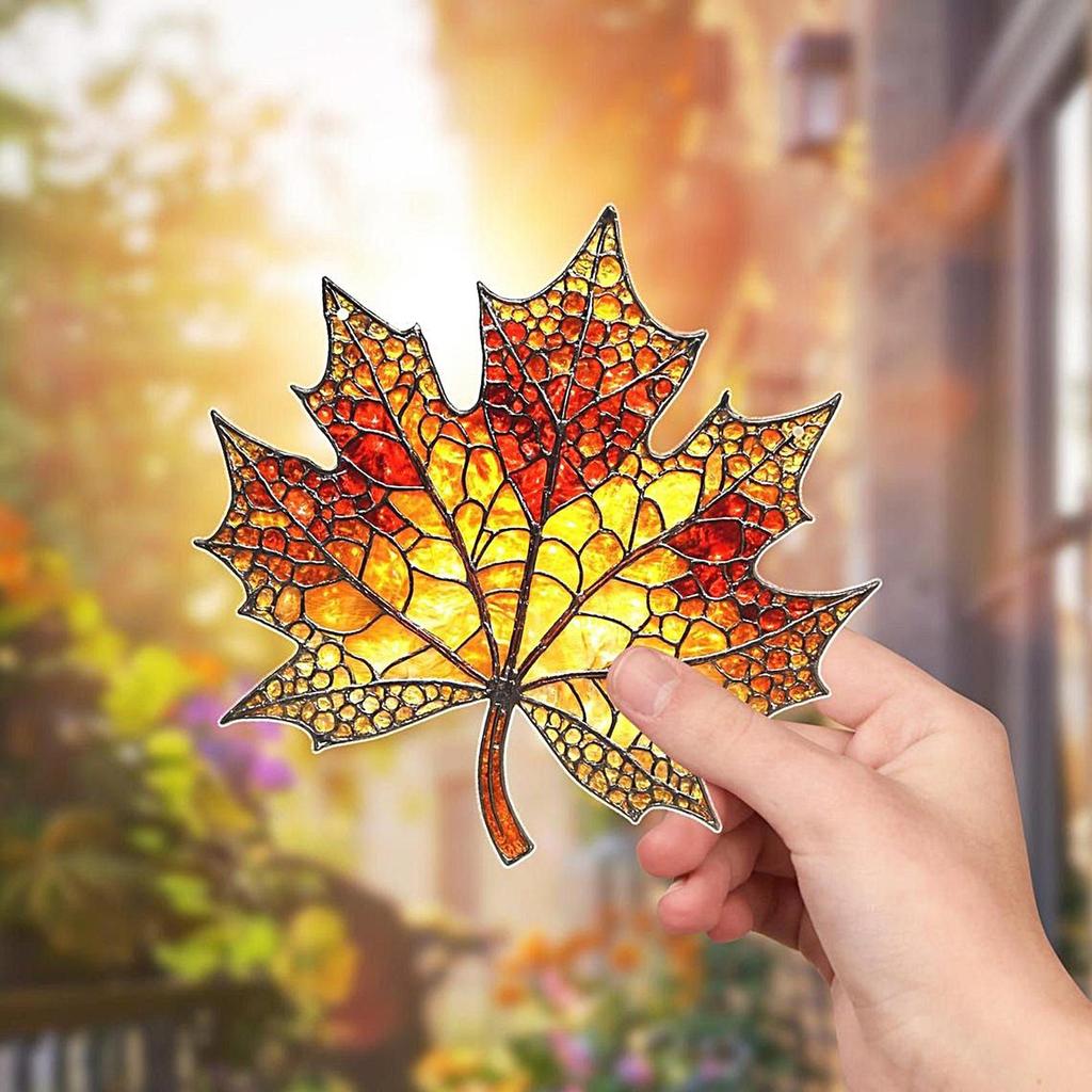 Garden Sun Catchers Decorative Wall Art Ornaments Fall Maple Leaves Window 2D Art Pendant Sun Catcher For Windowsill Bedroom