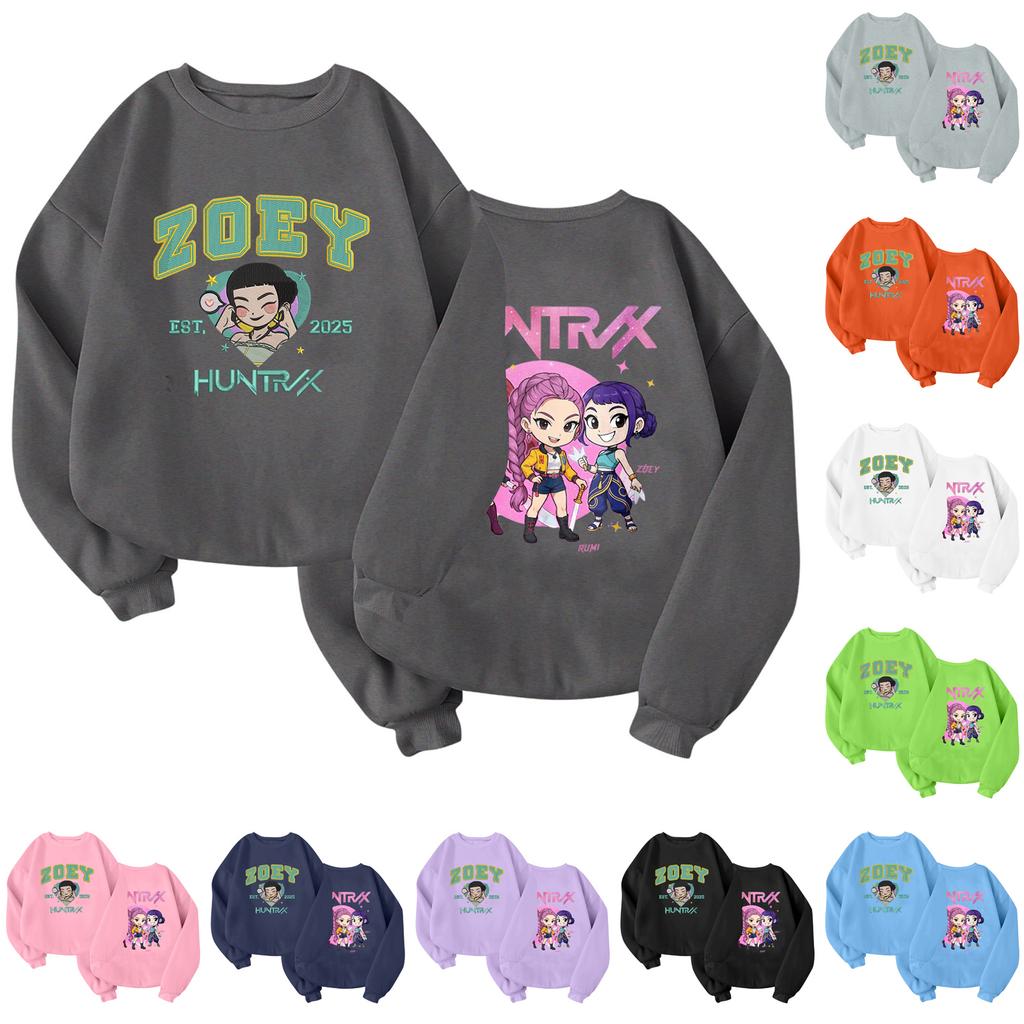 Children's Fashionable Lightweight Long-sleeved Round Neck Pullover With Pockets Printed Pullover