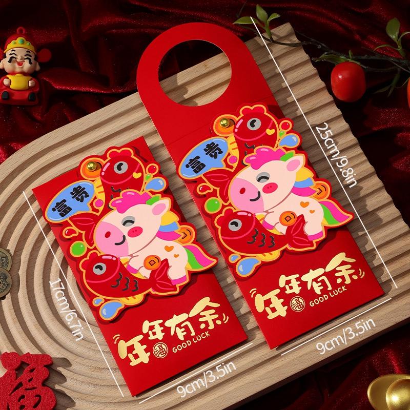 Creative Chinese New Year Red Envelops 2In1 Hanging Ornament Lucky Money Bags For Kids Gift  Lucky Money Bags For Kids Gift