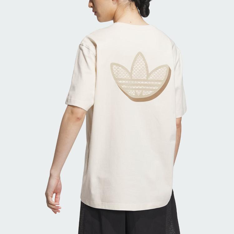 Adidas Originals Monogram Logo Print Crew Neck T-Shirt Men Tops White IN1030