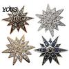 Shirt Collar Button 1/2Pcs Double-Layered Eight-Pointed Star Lapel Pin with Rhinestones, Thickened Alloy Star-shaped Brooch Safety Buckle