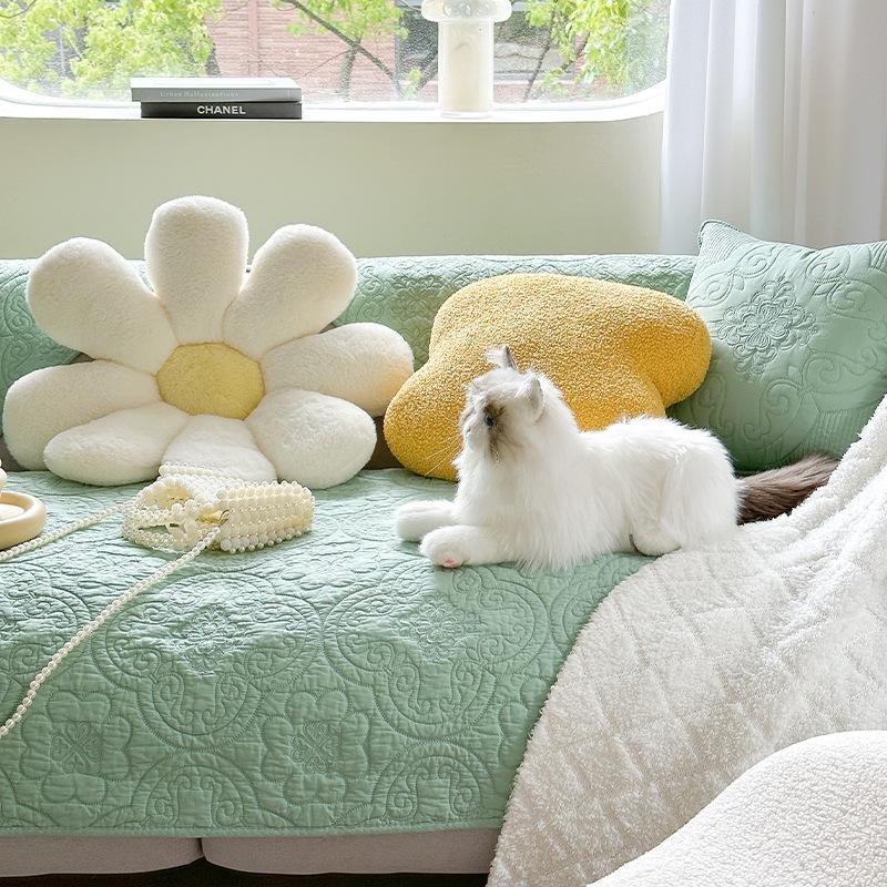 

Хлопковый чехол для дивана, полотенце кремового цвета, французская подушка для дивана, подушка для сиденья с вышивкой 70x70