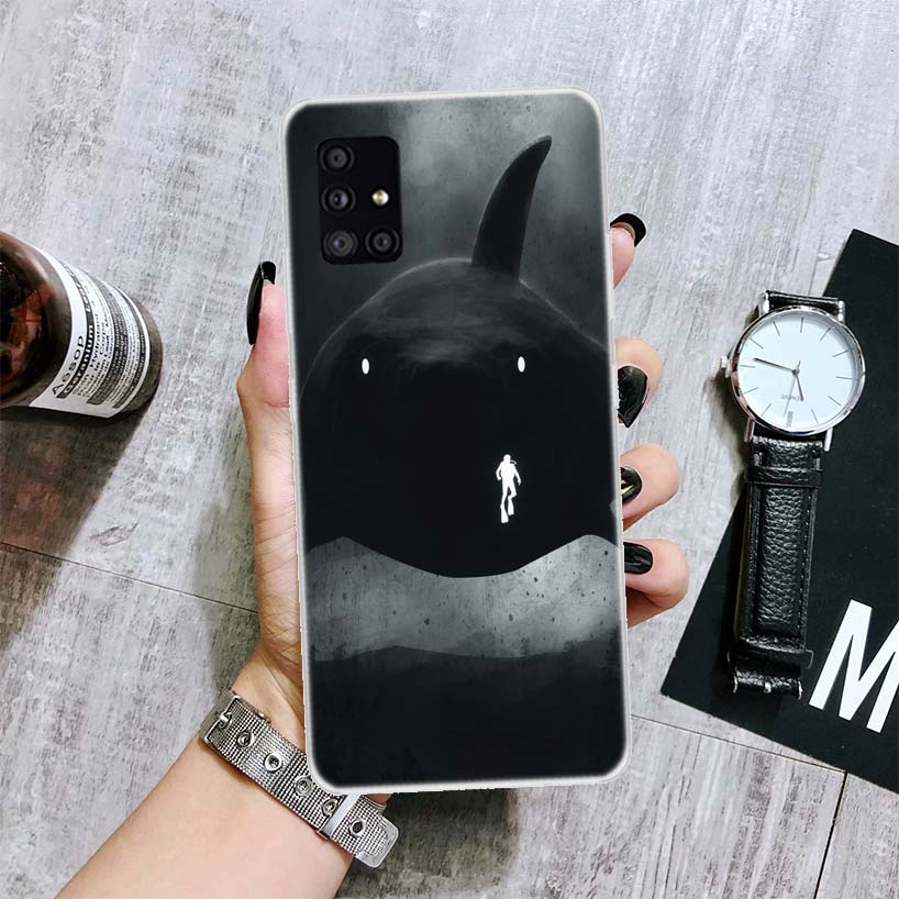 Ocean Monster Shark Swimming Phone Case For Samsung Galaxy A52 A32 A22 A12 A02S A50S A30S A51 A31 AA71 Note 20 Ultra 10 S10 Plus