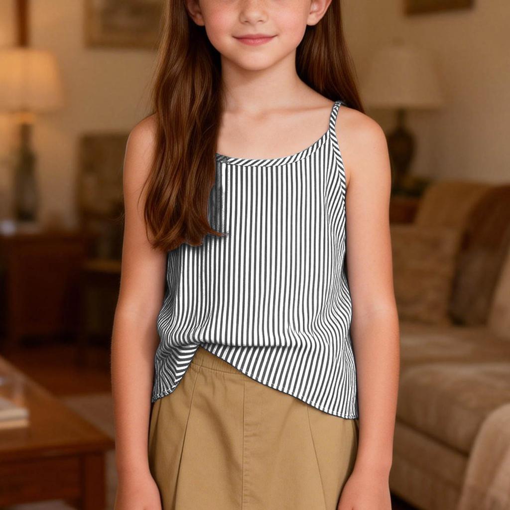 Children's Fashionable And Cute Striped Sleeveless Camisole Casual Girls' Top
