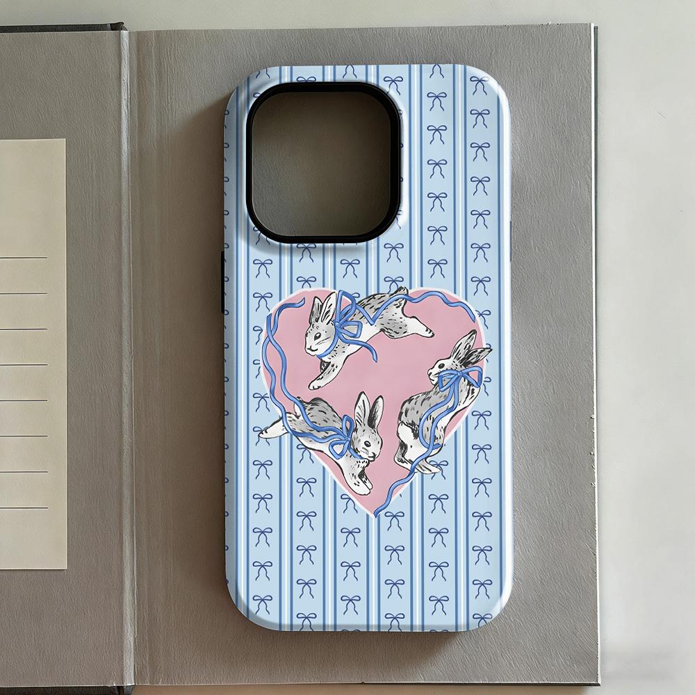 

Rabbit Heart Bow Phone Case For Samsung Galaxy A56 A36 A26 S26 S25 S24 S23 S20FE Ultra Plus 4G 5G Luxury Double-layer Back Cover Samsung A16