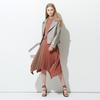 Pin Black Check Mix Pleats Skirt Camel
