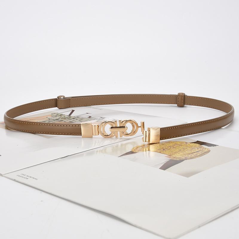 Fashionable Leather Thin Belt New Style Decoration with Skirt with Versatile Waist-length Punch-free Women's Suit Belt