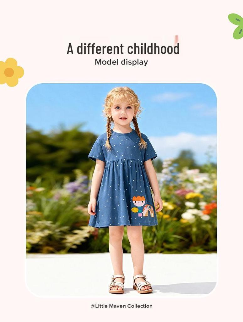 Süßes kurzärmeliges Sommerkleid für Mädchen von Little Maven